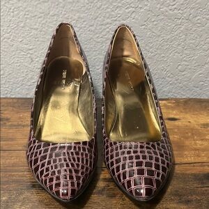 Nine West Women's Black and Pink Patterned Heels NWOT
